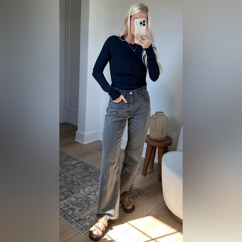Abercrombie & Fitch x Kathleen Post Long-Sleeve Seamed Crew Top